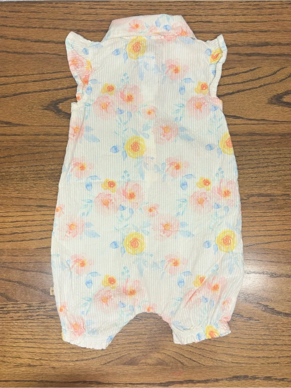 BearPaw Pastel Floral Collared Romper - Yellow, Pink, Blue